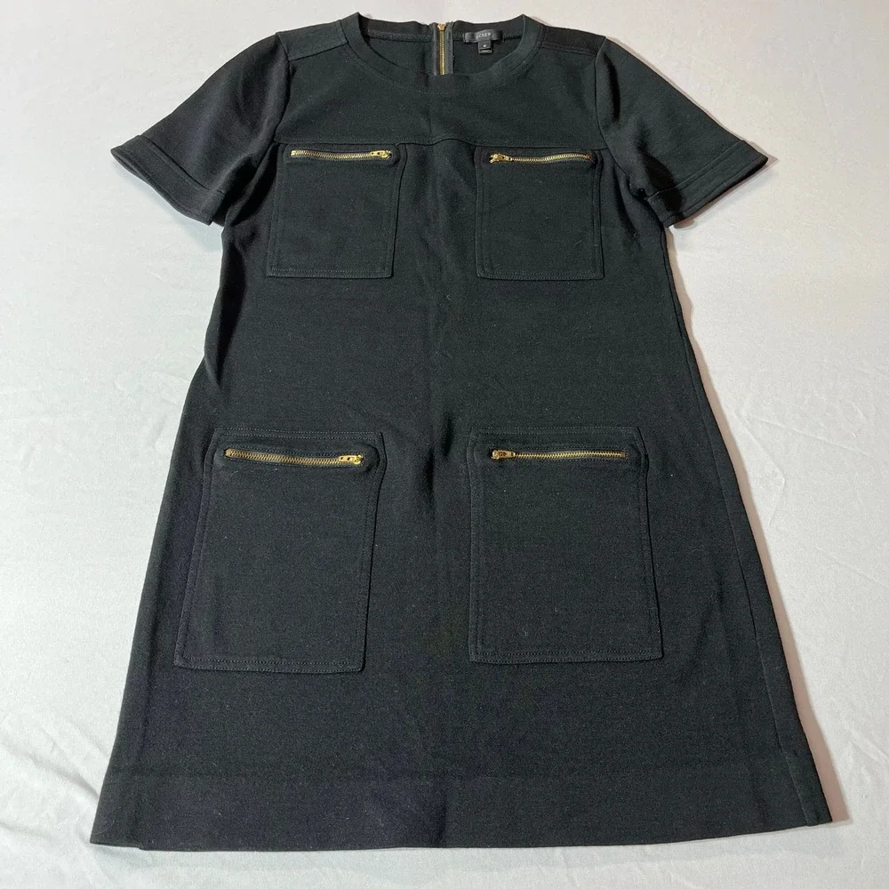 J. Crew Shift Dress Wool Zipper Pockets Women's‎ Size 12 - Picture 2 of 8